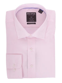 Thumbnail for Proper Shirtings SHIRTS 17 36/37 Slim Fit Pink Striped Spread Collar Wrinkle Free 100 2 Ply Cotton Dress Shirt