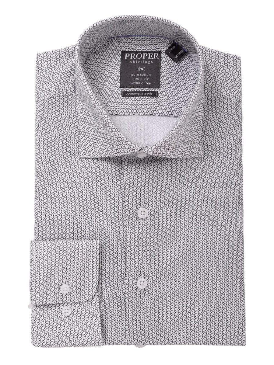 Proper Shirtings SHIRTS 17 / 36/37 The Suit Depot Mens 100% Cotton Black Geometric Slim Fit Dress Shirt