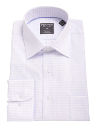 Thumbnail for Proper Shirtings SHIRTS 18 1/2 34/35 Mens Classic Fit White And Blue Plaid Spread Collar 100 2 Ply Cotton Dress Shirt