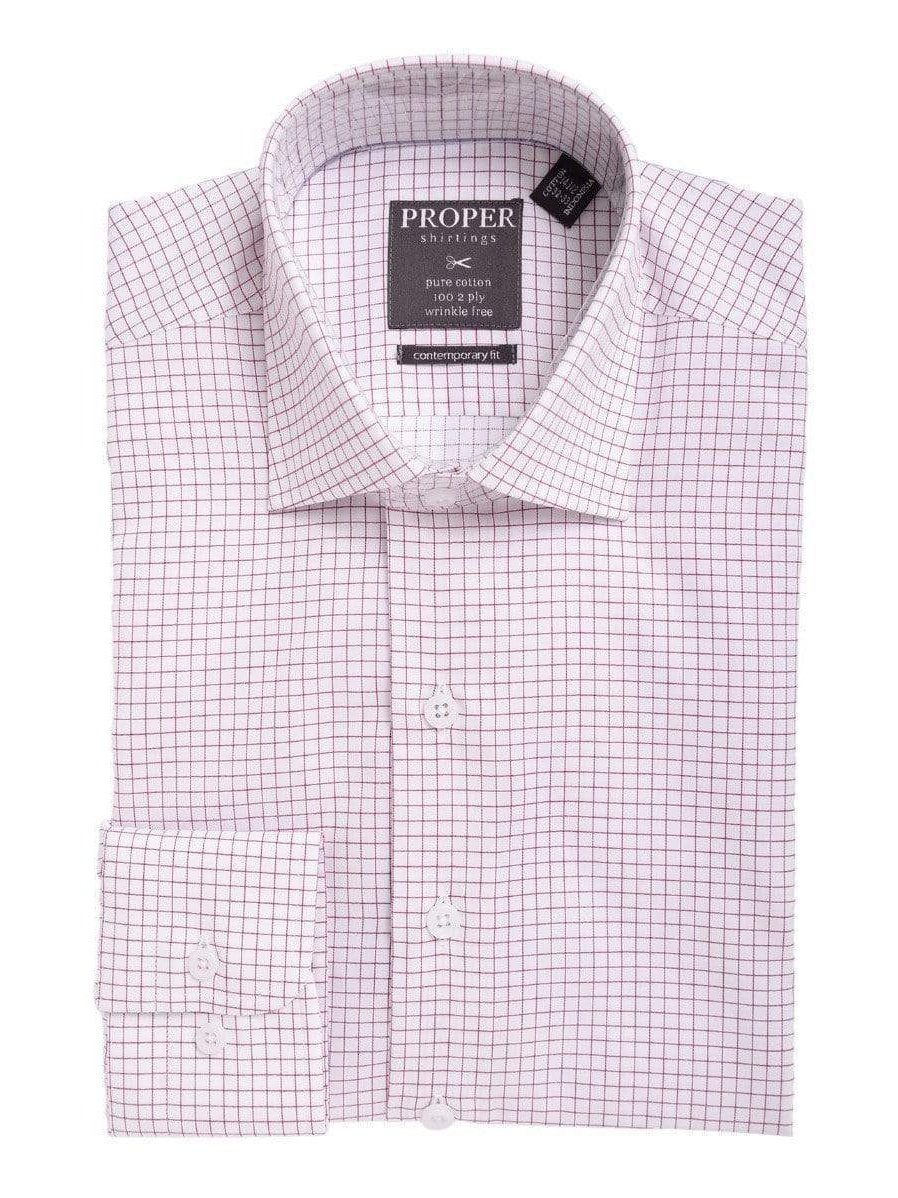 Mens Slim Fit Red & White Check Spread Collar Cotton Dress Shirt, 20 / 34/35 Mens Slim Fit Red & White Check Spread Collar Cotton Dress Shirt, 20 / 34/35