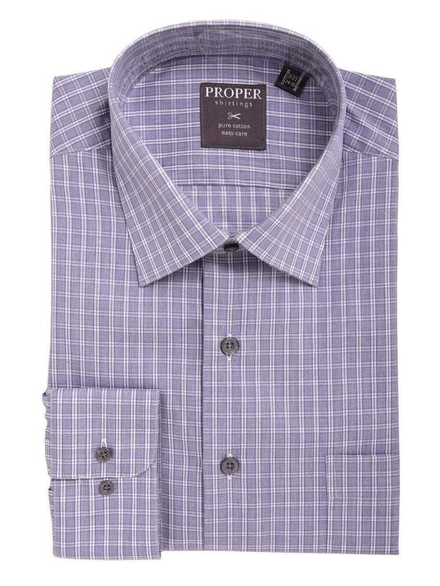 Proper Shirtings SHIRTS 22 / 34/35 Mens Cotton Blue Plaid Check Spread Collar Classic Fit Dress Shirt