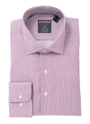 Proper Shirtings SHIRTS 24 / 38/39 Mens 100% Cotton Red Striped Spread Collar Regular Fit Dress Shirt
