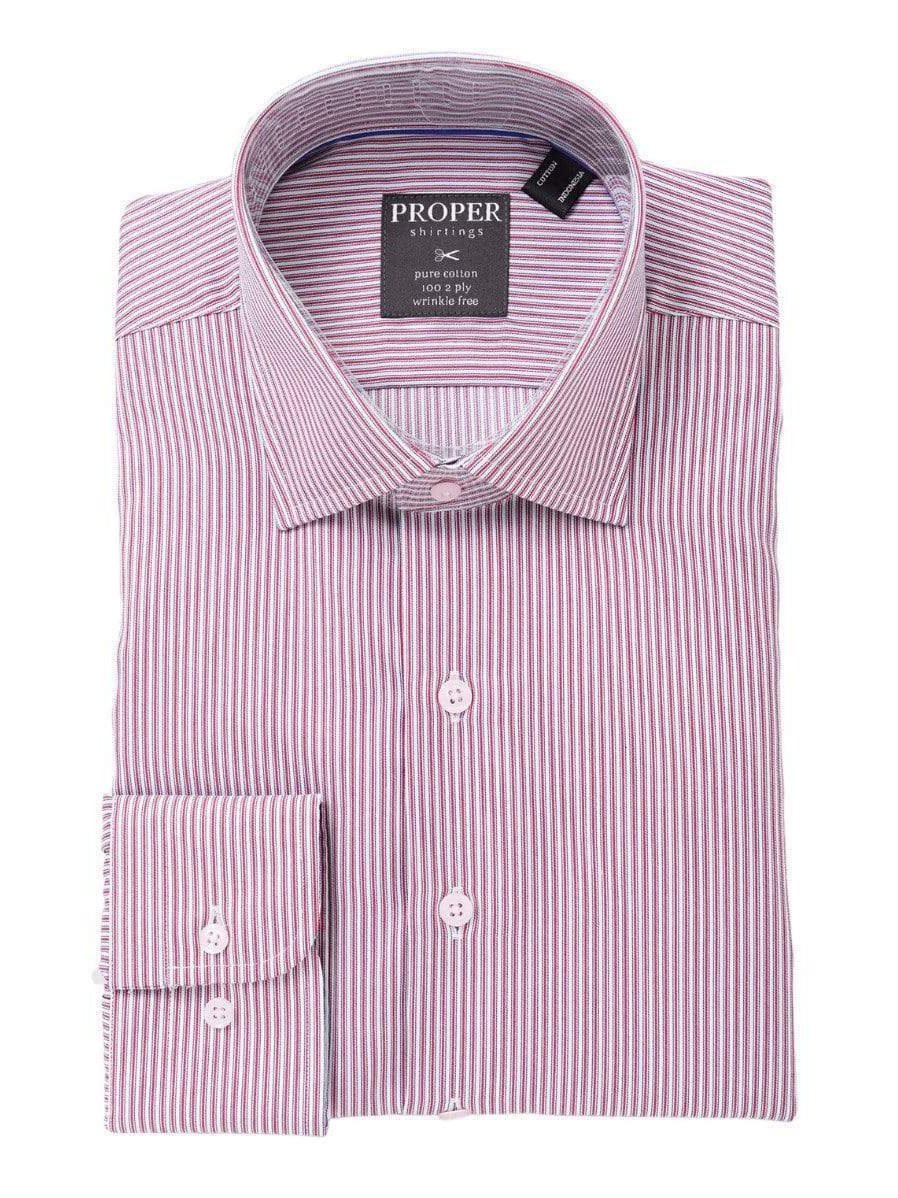 Proper Shirtings SHIRTS 24 / 38/39 Mens 100% Cotton Red Striped Spread Collar Regular Fit Dress Shirt