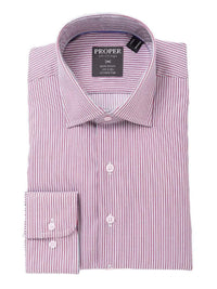 Thumbnail for Proper Shirtings SHIRTS 24 / 38/39 Mens 100% Cotton Red Striped Spread Collar Regular Fit Dress Shirt