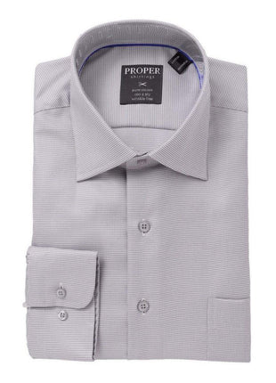 Proper Shirtings SHIRTS 24 / 38/39 The Suit Depot Men?s 100% Cotton Light Gray Houndstooth Wrinkle Free Dress Shirt