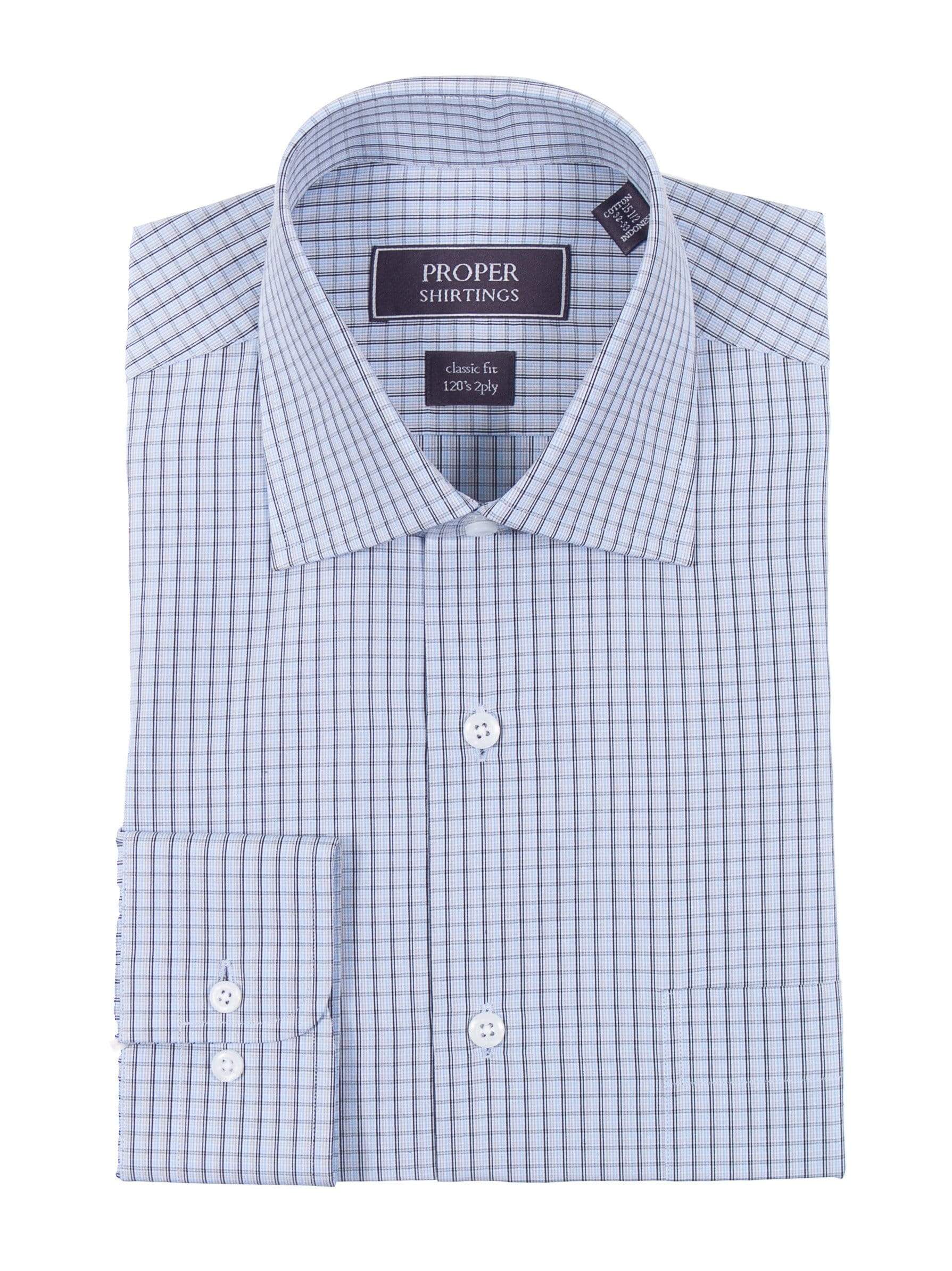 2 ply cotton dress shirt Proper Pinpoint 100s 2 Ply Cotton Contemporary Fit Button-Down Collar Dress Shirts, 20 36/37 / Blue