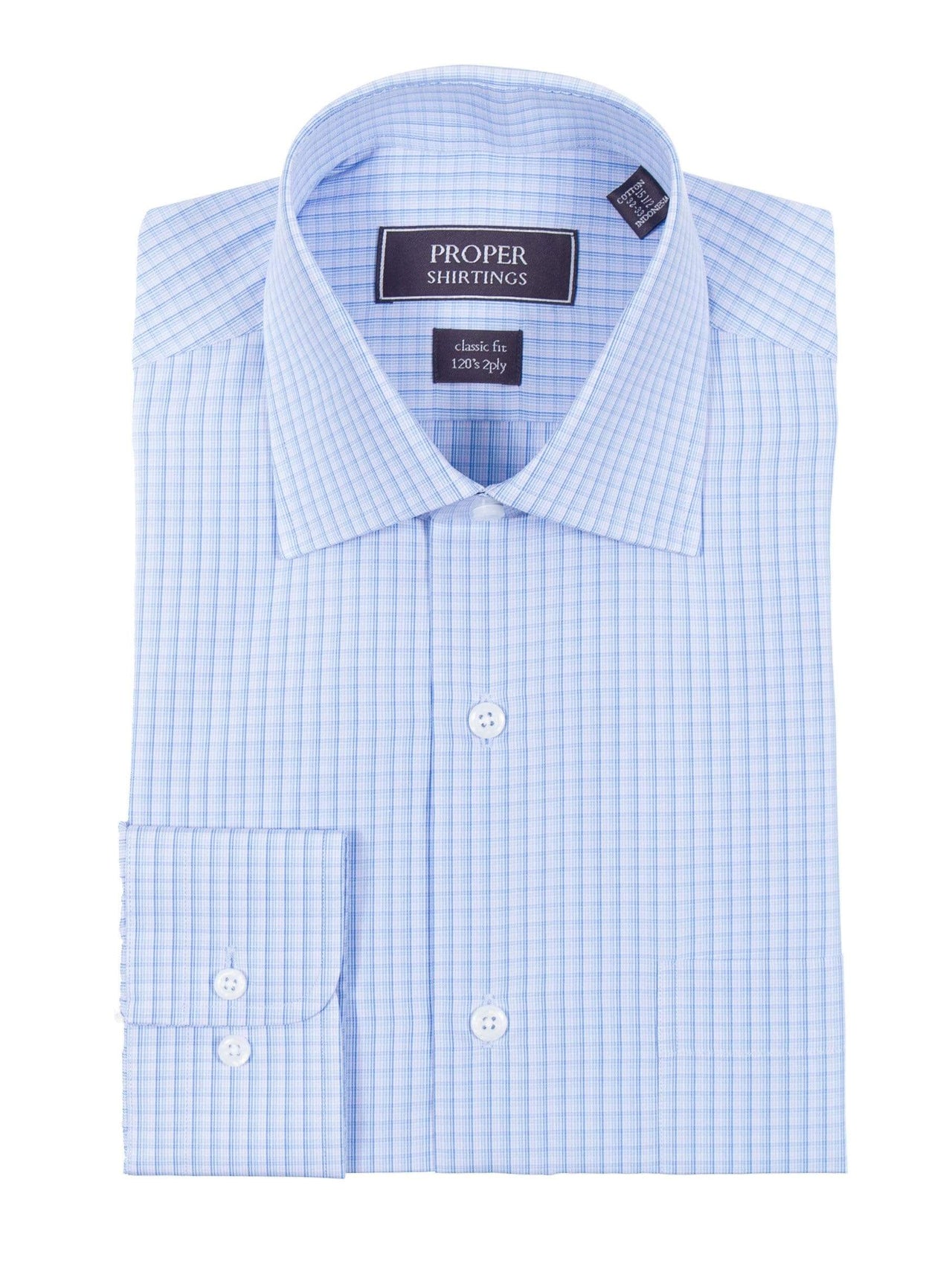 Proper Shirtings SHIRTS Classic Fit Blue & Subtle Pink Check 120's 2Ply Cotton Dress Shirt