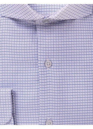 Proper Shirtings SHIRTS Mens 100% Cotton Blue Check Cutaway Collar Slim Fit Dress Shirt