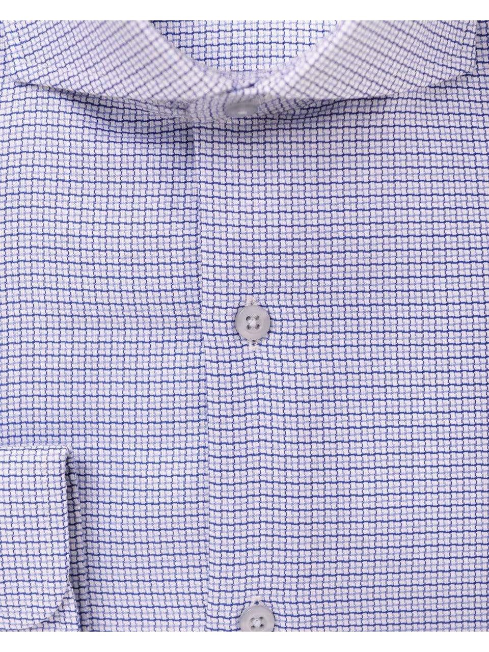 Proper Shirtings SHIRTS Mens 100% Cotton Blue Check Cutaway Collar Slim Fit Dress Shirt