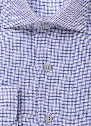 Proper Shirtings SHIRTS Mens 100% Cotton Blue Check Spread Collar Wrinkle Free Slim Fit Dress Shirt