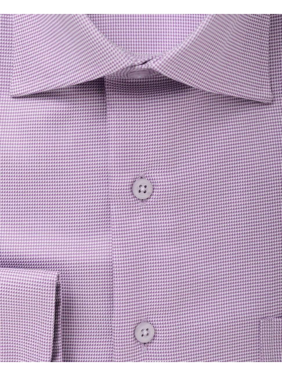 Proper Shirtings SHIRTS Mens 100% Cotton Purple Houndstooth Spread Collar Wrinkle Free Dress Shirt