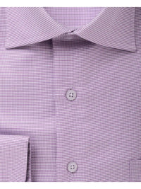 Thumbnail for Proper Shirtings SHIRTS Mens 100% Cotton Purple Houndstooth Spread Collar Wrinkle Free Dress Shirt