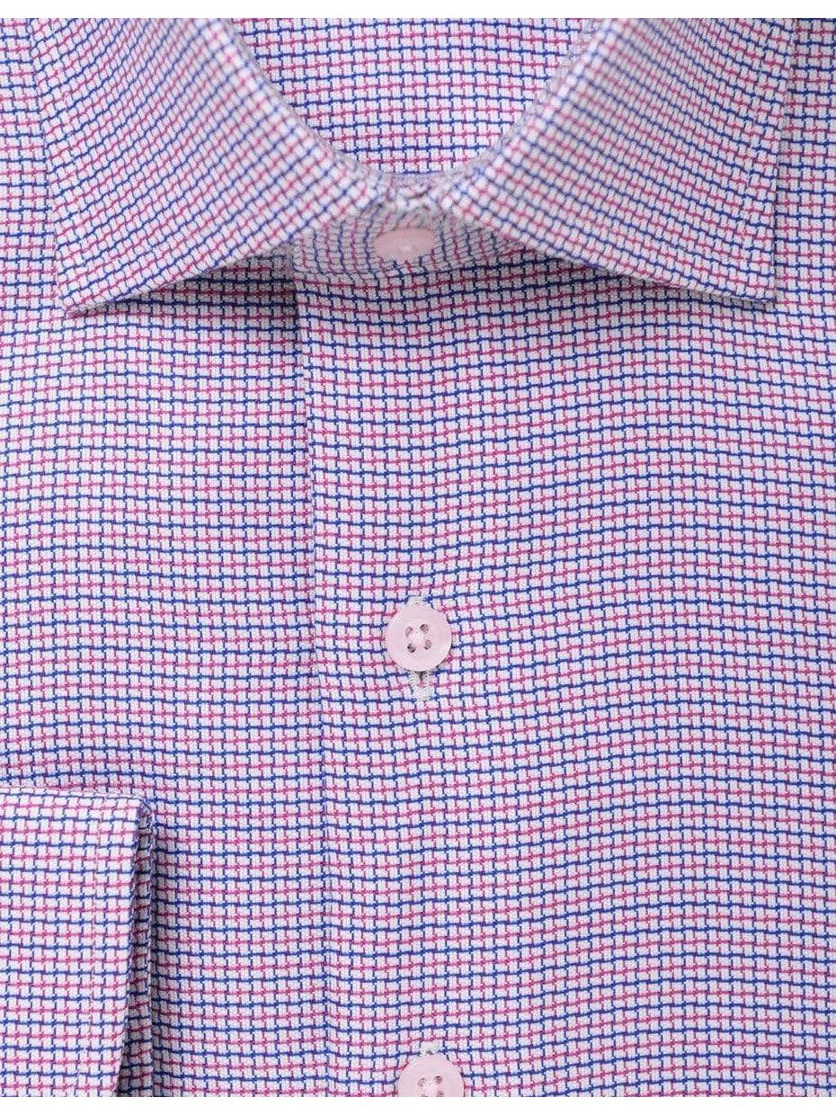 Proper Shirtings SHIRTS Mens 100% Cotton Red Blue Check Spread Collar Wrinkle Free Slim Fit Dress Shirt