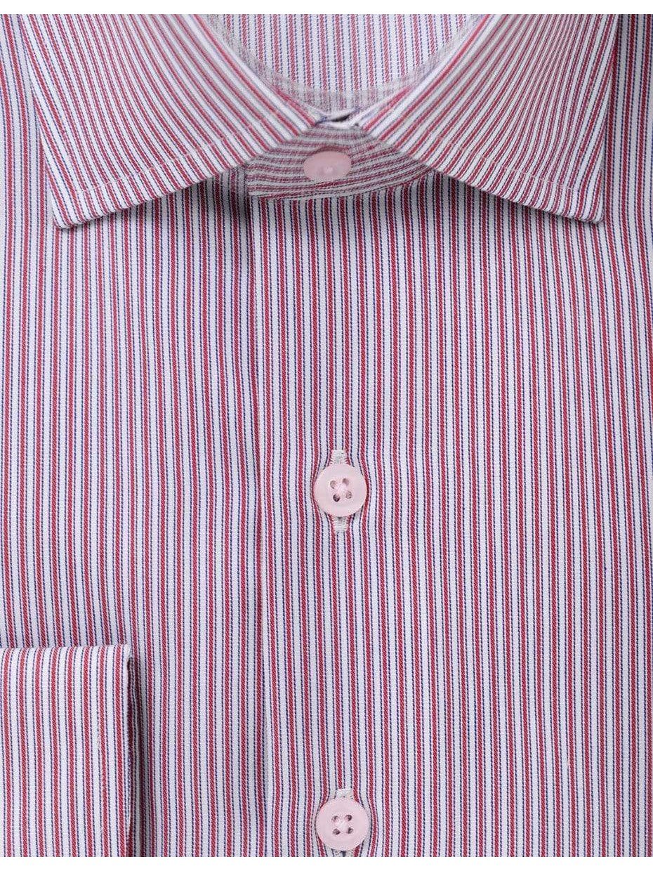 Proper Shirtings SHIRTS Mens 100% Cotton Red Striped Spread Collar Regular Fit Dress Shirt