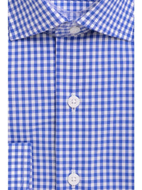 Thumbnail for Proper Shirtings SHIRTS Mens Classic Fit Blue Gingham Check Spread Collar Cotton Dress Shirt