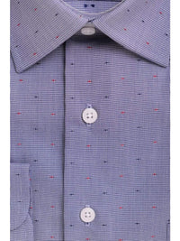 Thumbnail for Proper Shirtings SHIRTS Mens Classic Fit Blue Mini Herringbone Spread Collar Cotton Dress Shirt