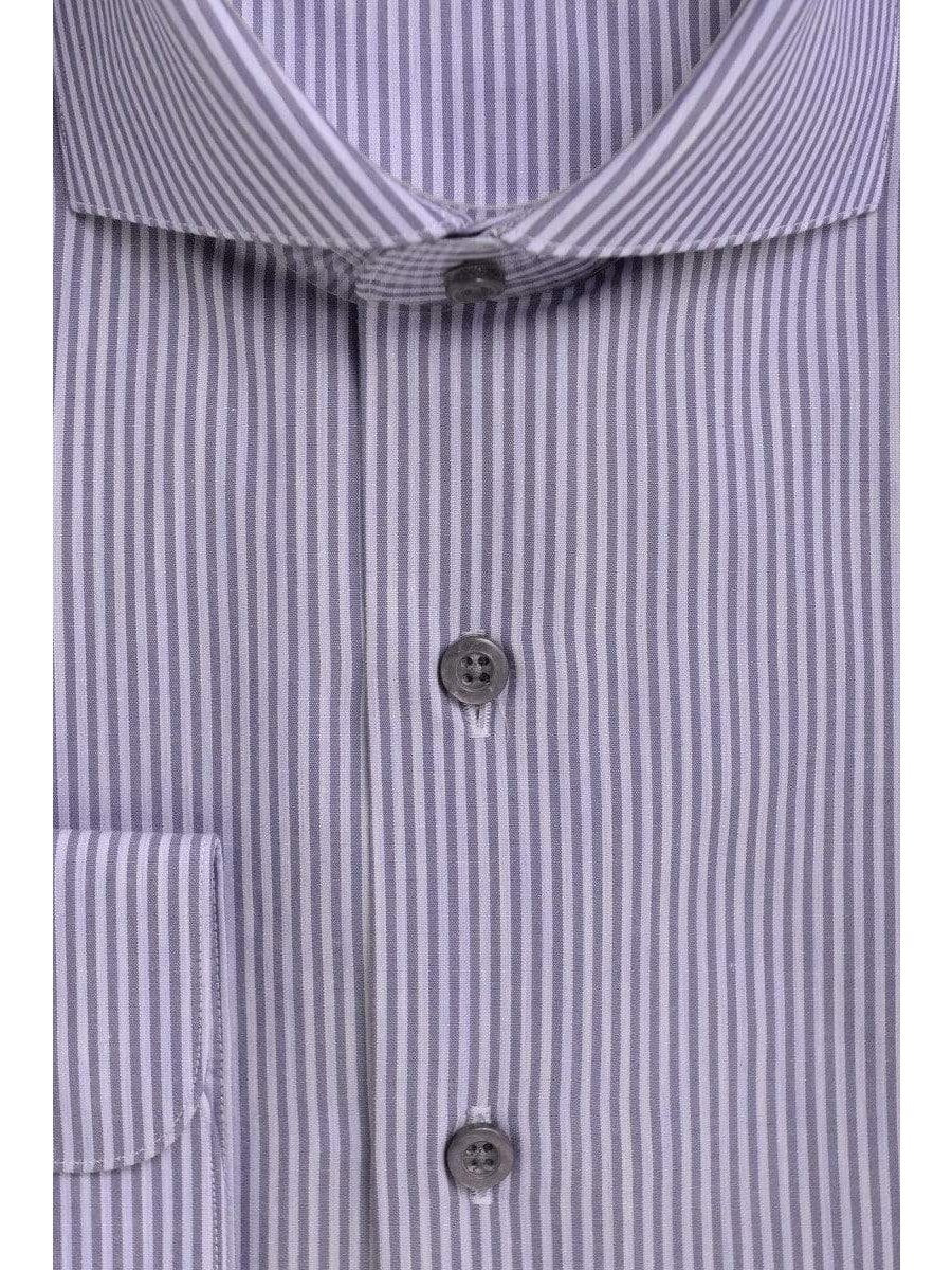Proper Shirtings SHIRTS Mens Classic Fit Blue Striped Cutaway Collar Cotton Dress Shirt