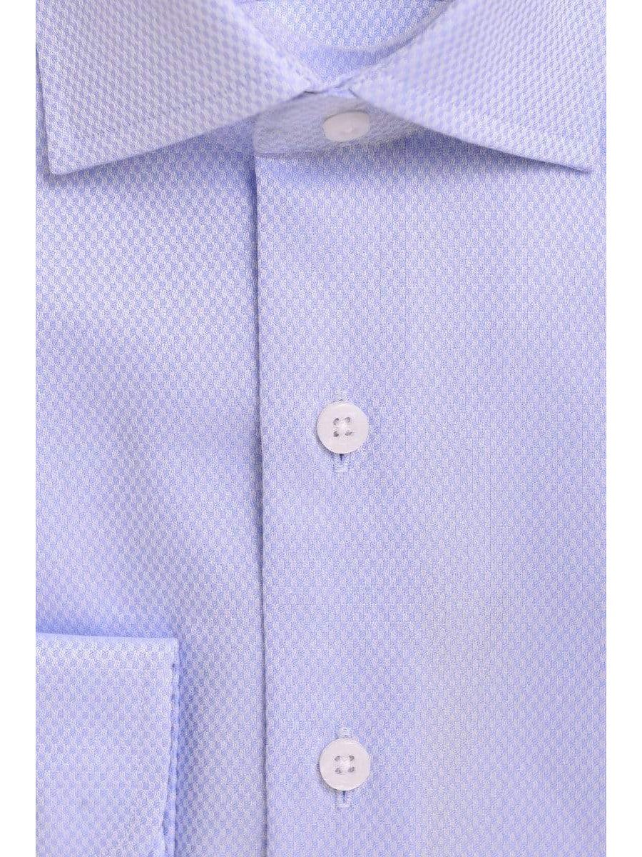 Proper Shirtings SHIRTS Mens Classic Fit Blue Tonal Mini Check Spread Collar Cotton Dress Shirt