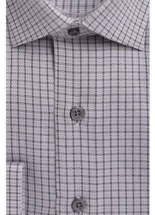 Proper Shirtings SHIRTS Mens Classic Fit Gray Check With Diamonds Spread Collar Cotton Dress Shirt