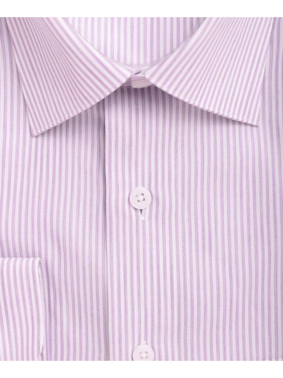 Proper Shirtings SHIRTS Mens Classic Fit Purple Striped Spread Collar Easy Care Cotton Dress Shirt