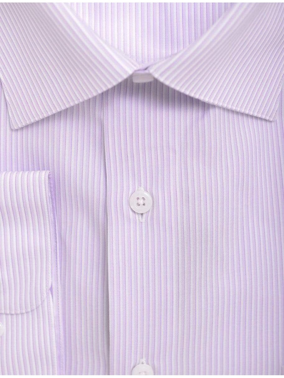 Proper Shirtings SHIRTS Mens Classic Fit Purple Striped Spread Collar Wrinkle Free Cotton Dress Shirt