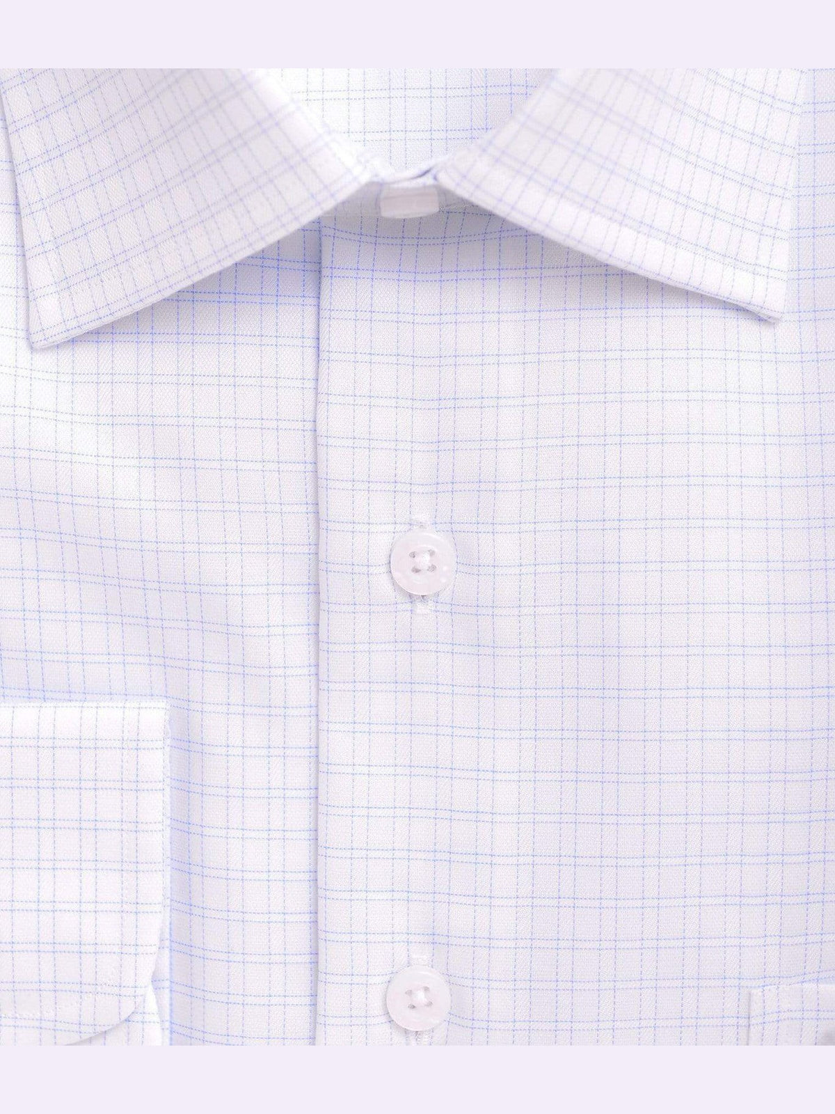 Proper Shirtings SHIRTS Mens Classic Fit White And Blue Plaid Spread Collar 100 2 Ply Cotton Dress Shirt