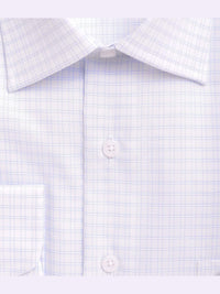 Thumbnail for Proper Shirtings SHIRTS Mens Classic Fit White And Blue Plaid Spread Collar 100 2 Ply Cotton Dress Shirt