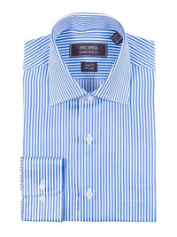 Thumbnail for Proper Shirtings SHIRTS Mens Classic Fit White And Blue Striped 120's 2PLY Cotton Dress Shirt