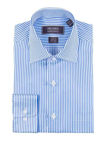 blue and white dress shirt Mens Classic Fit Striped 120's 2PLY Cotton Shirt, 16 1/2 / 36/37 15.5 Neck / 31 Size:XL (18-20) colour:brown Mini Birthday Dresses White
