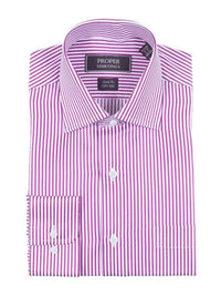 Thumbnail for Proper Shirtings SHIRTS Mens Classic Fit White And Orchid Striped 120's 2PLY Cotton Dress Shirt
