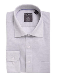 Thumbnail for Proper Shirtings SHIRTS Mens Classic Fit White With Black Texture Weave Spread Collar Cotton Dress Shirt
