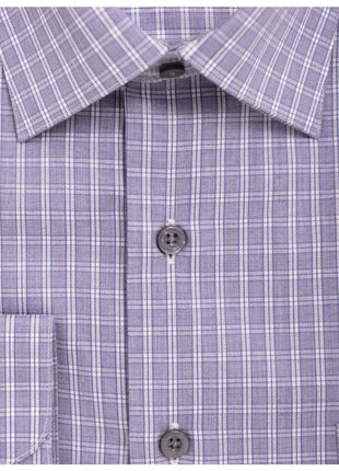 Proper Shirtings SHIRTS Mens Cotton Blue Plaid Check Spread Collar Classic Fit Dress Shirt