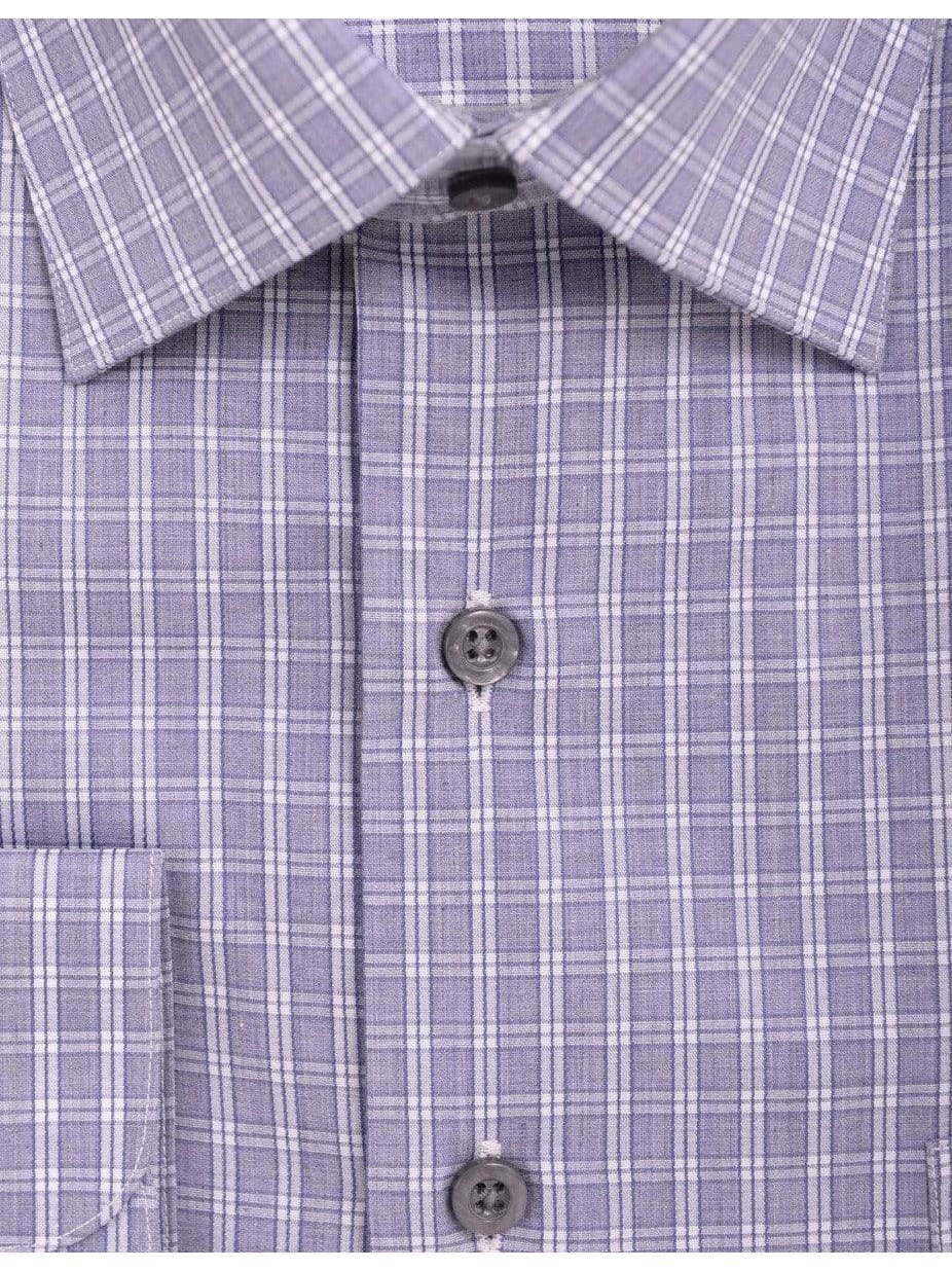 Proper Shirtings SHIRTS Mens Cotton Blue Plaid Check Spread Collar Classic Fit Dress Shirt