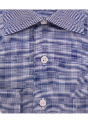 Proper Shirtings SHIRTS Mens Regular Fit Navy Glen Plaid Cotton Spread Collar 2 Ply Cotton Dress Shirt