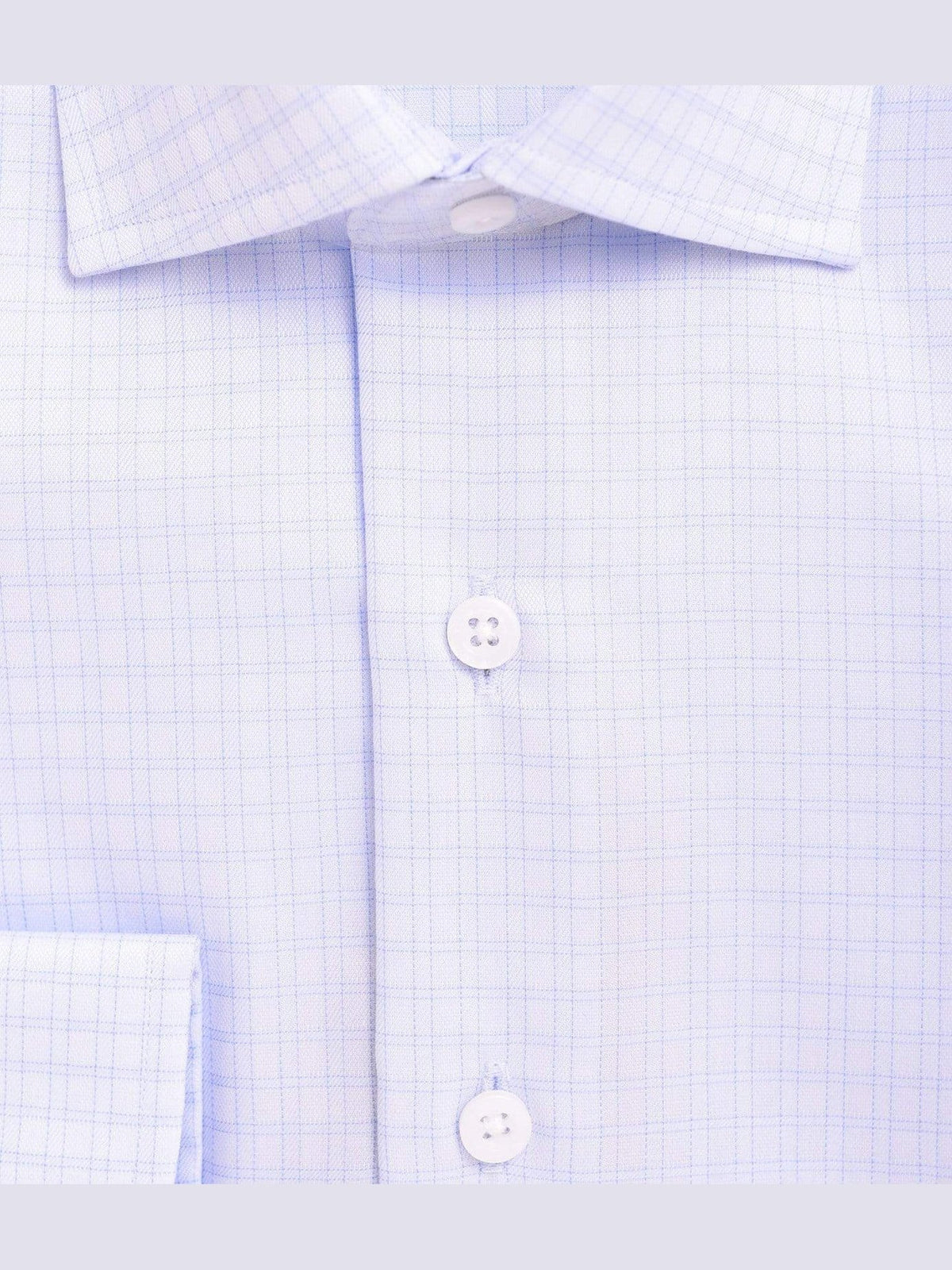 Proper Shirtings SHIRTS Mens Slim Fit Blue Plaid Spread Collar 100 2 Ply Wrinkle Free Cotton Dress Shirt