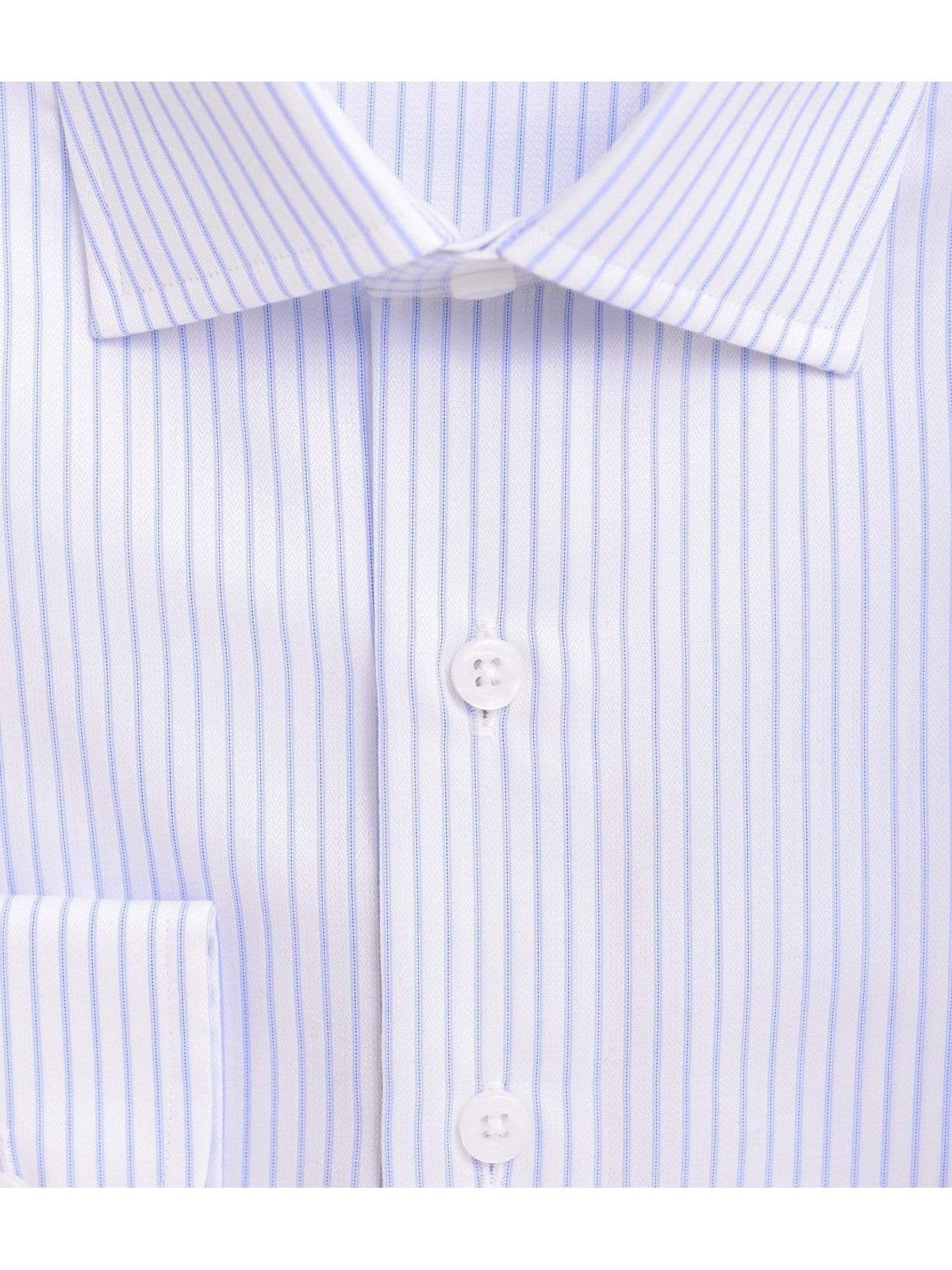 Proper Shirtings SHIRTS Mens Slim Fit Blue Striped Spread Collar 100 2 Ply Cotton Dress Shirt