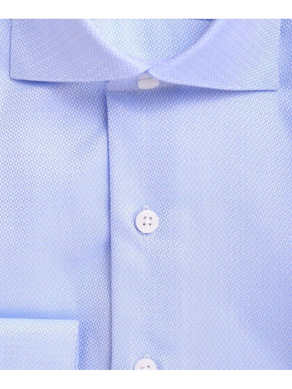 Proper Shirtings SHIRTS Mens Slim Fit Blue Textured Spread Collar Cotton Dress Shirt