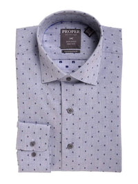 Thumbnail for Proper Shirtings SHIRTS Mens Slim Fit Light Blue Oval Motif Spread Collar Cotton Dress Shirt