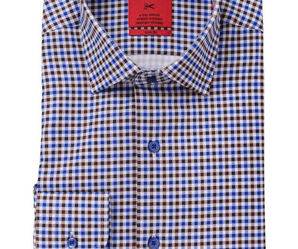 slim fit dress slacks Slim Fit Checked Western Shirt Brown Tan main image 0