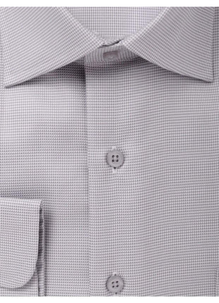 Proper Shirtings SHIRTS The Suit Depot Men?s 100% Cotton Light Gray Houndstooth Wrinkle Free Dress Shirt