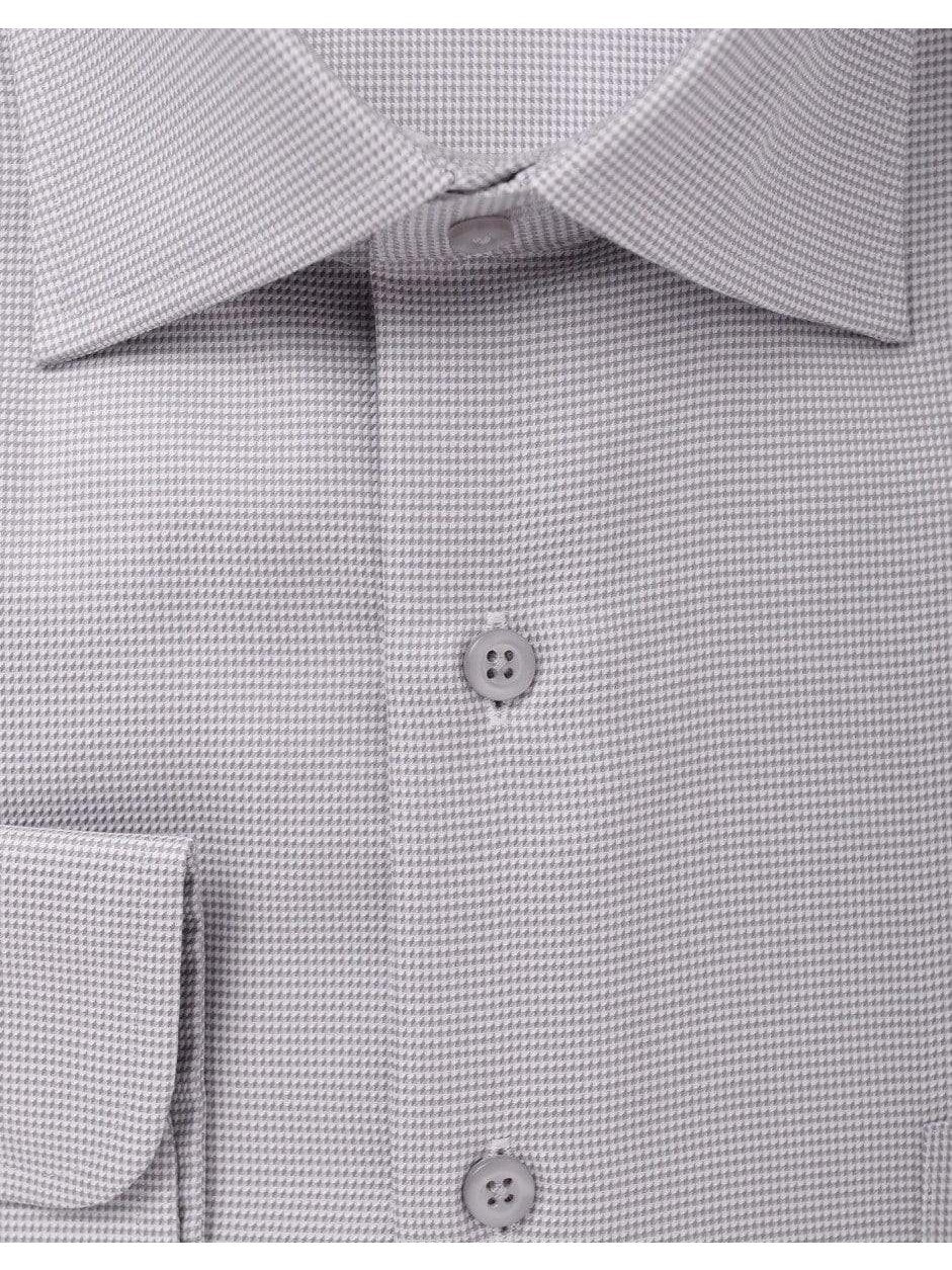 Proper Shirtings SHIRTS The Suit Depot Men?s 100% Cotton Light Gray Houndstooth Wrinkle Free Dress Shirt