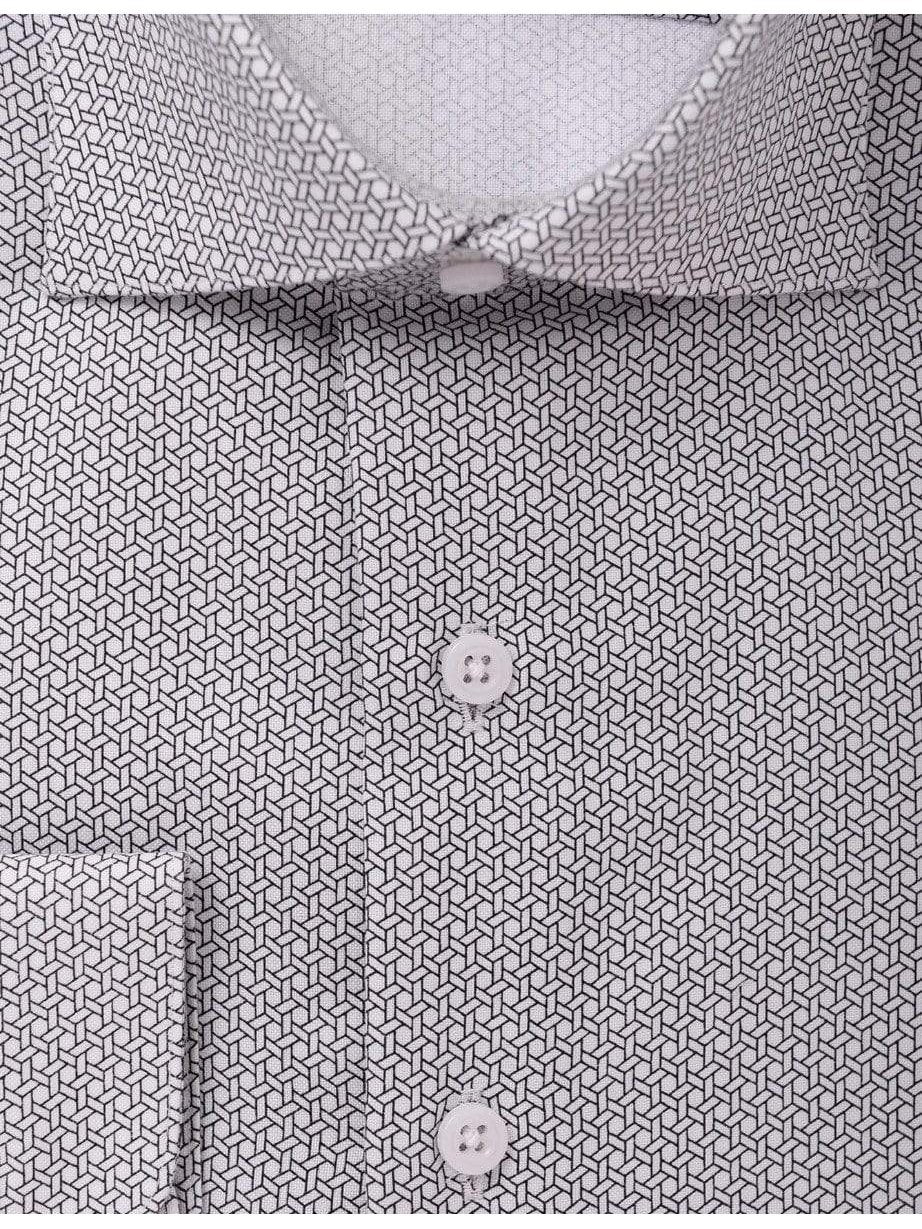 The Suit Depot Mens 100% Cotton Black Geometric Slim Fit Dress Shirt - The Suit Depot