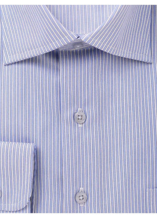 The Suit Depot Mens 100% Cotton Blue Striped Regular Fit Dress Shirt - The Suit Depot