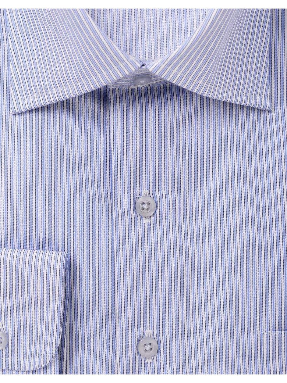 The Suit Depot Mens 100% Cotton Blue Striped Regular Fit Dress Shirt - The Suit Depot