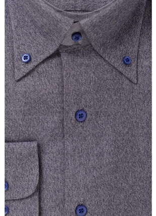 The Suit Depot Mens 100% Cotton Solid Heather Blue Modern Dress Shirt - The Suit Depot
