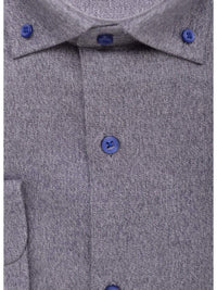 Thumbnail for The Suit Depot Mens 100% Cotton Solid Heather Blue Slim Fit Dress Shirt - The Suit Depot