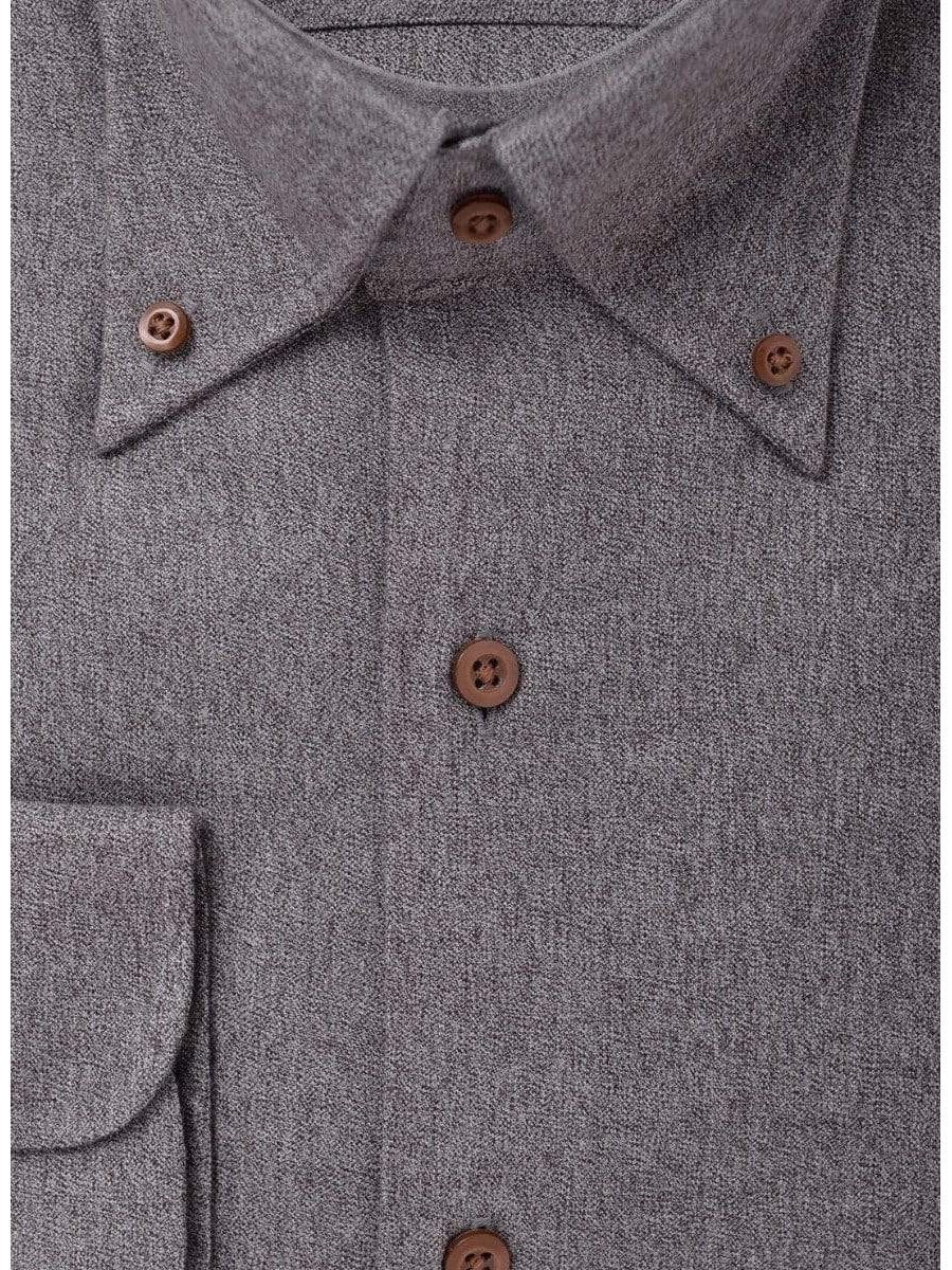 Proper Shirtings SHIRTS The Suit Depot Mens 100% Cotton Solid Heather Brown Modern Fit Dress Shirt