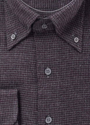The Suit Depot Mens Cotton Purple Herringbone Modern Fit Flannel Dress Shirt - The Suit Depot