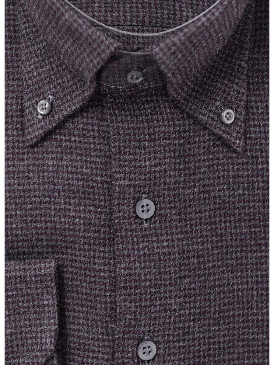 The Suit Depot Mens Cotton Purple Herringbone Modern Fit Flannel Dress Shirt - The Suit Depot