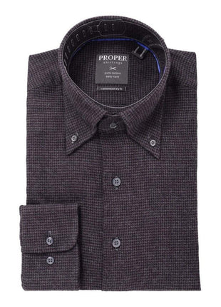 Proper Shirtings SHIRTS XLT / 34/35 The Suit Depot Mens Cotton Purple Herringbone Modern Fit Flannel Dress Shirt
